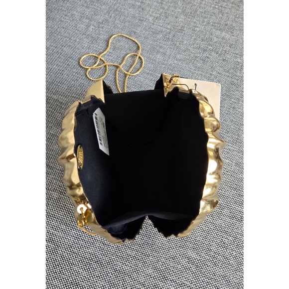 New Zara Metallic Gold Shell Clutch